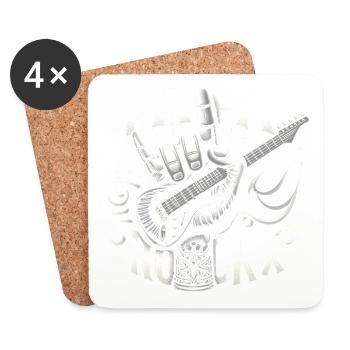 papa rockx fête des pères papa cadeau papa papa - Dessous de verre (lot de 4) - blanc - Devant