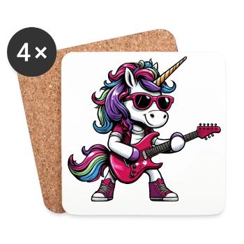 Einhorn Rock Metal Musiker Gitarre Design - Untersetzer (4er-Set) - Weiß - Vorne
