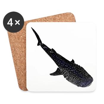 Whale Shark Glowing Silhouette - Coasters (set of 4) - white - Front