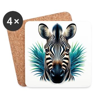 Zebra - Untersetzer (4er-Set) - Weiß - Vorne