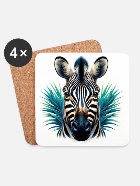 Zebra - Untersetzer (4er-Set) - Weiß