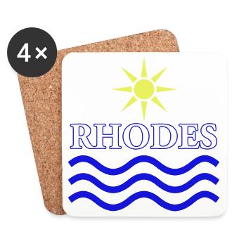 Rhodos Sonne und Wellen Design - Untersetzer (4er-Set) - Weiß - Vorne