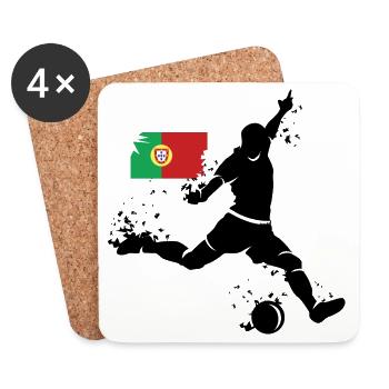 Icône du joueur de football Blast Portugal - Dessous de verre (lot de 4) - blanc - Devant