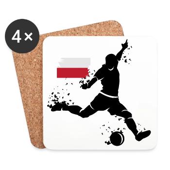 Fußball Spieler Explosion Polen EM 2024 Symbol - Untersetzer (4er-Set) - Weiß - Vorne