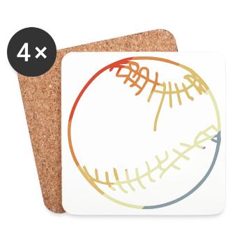 Baseball Ball Drawing - Coasters (set of 4) - white - Front