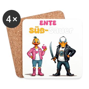 Canard Sucré - Aigre - Dessous de verre (lot de 4) - blanc - Devant