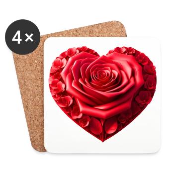 Coeur de rose (01) - Dessous de verre (lot de 4) - blanc - Devant