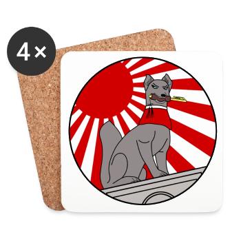 Zorro Kitsune Hardcore - Vêtements Rave Techno Jap - Dessous de verre (lot de 4) - blanc - Devant