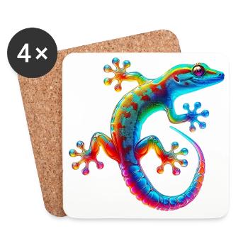 Gecko - Dessous de verre (lot de 4) - blanc - Devant