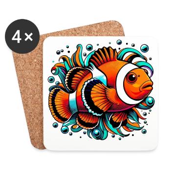 Clownfisch - Untersetzer (4er-Set) - Weiß - Vorne