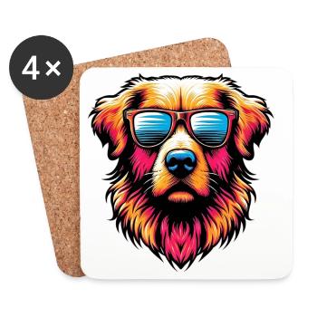 Goldene Labrador Retriever Hundesonnenbrille - Untersetzer (4er-Set) - Weiß - Vorne