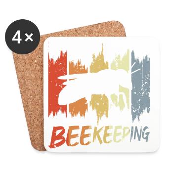 Vintage Beekeeping - Coasters (set of 4) - white - Front