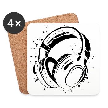 Headphones - Coasters (set of 4) - white - Front