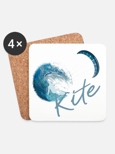 Kitesurfen - Untersetzer (4er-Set) - Weiß