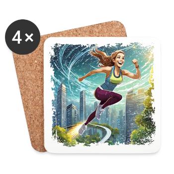 Sporty Woman | running women - Coasters (set of 4) - white - Front