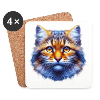Katze - Untersetzer (4er-Set) - Weiß - Vorne