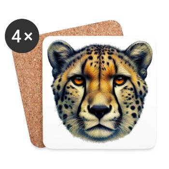 Guépard - Dessous de verre (lot de 4) - blanc - Devant