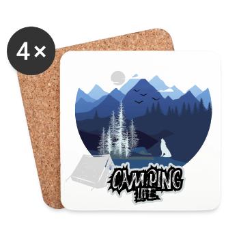 Camping Life Mountain Night - Coasters (set of 4) - white - Front