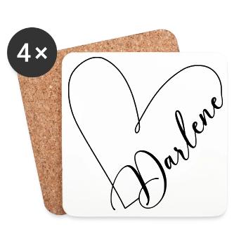 Darlene Name Heart Line - Coasters (set of 4) - white - Front