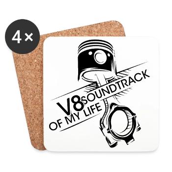 V8 Kolben Soundtrack Motor musclecar Musik icon - Untersetzer (4er-Set) - Weiß - Vorne
