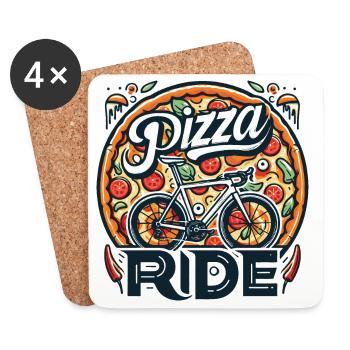 Design der Pizza-Radtour - Untersetzer (4er-Set) - Weiß - Vorne