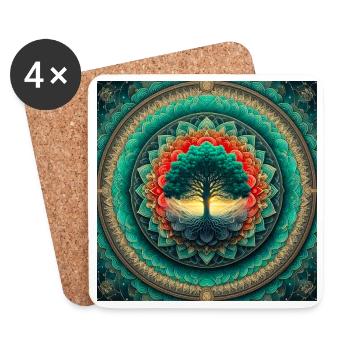 Tree in mandala of light - Coasters (set of 4) - white - Front