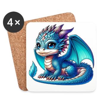 Drache - Untersetzer (4er-Set) - Weiß - Vorne