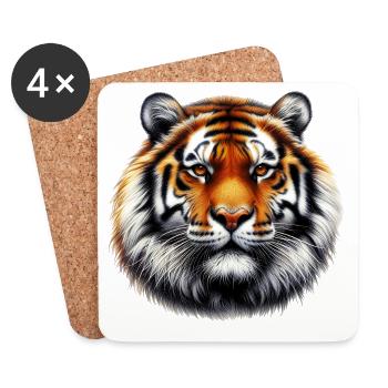 Tigre - Dessous de verre (lot de 4) - blanc - Devant