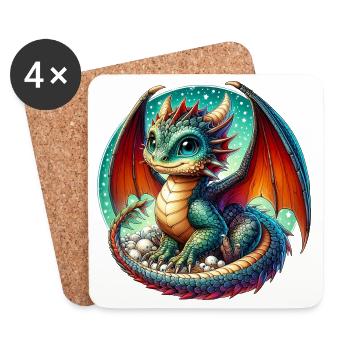 Dragon - Dessous de verre (lot de 4) - blanc - Devant