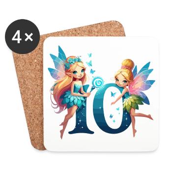 10 Year Old Fairy Elf Birthday Gift - Coasters (set of 4) - white - Front