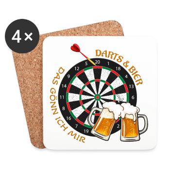 Darts & Bier - Das gönn ich mir - Untersetzer (4er-Set) - Weiß - Vorne