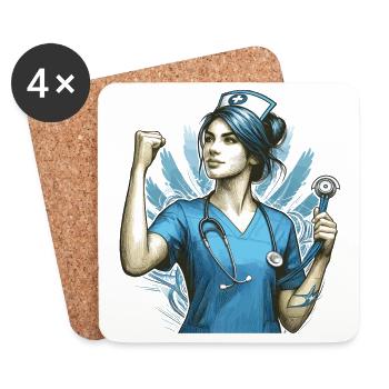 Nurse Victory Pose Gift - Coasters (set of 4) - white - Front