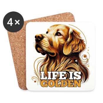 La vie est un cadeau pour chien Golden Retriever - Dessous de verre (lot de 4) - blanc - Devant