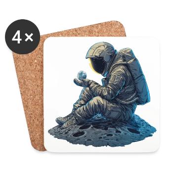 An astronaut observes the Earth - Coasters (set of 4) - white - Front