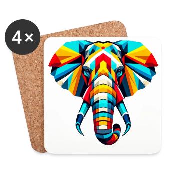 Elefant Pop Art - Untersetzer (4er-Set) - Weiß - Vorne