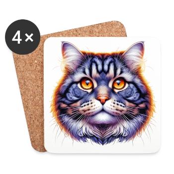 Chat - Dessous de verre (lot de 4) - blanc - Devant