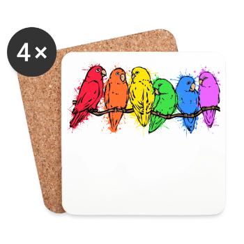 Animals Birds Zoo Parrot Zoo Animal Eggs Animal Lovers - Coasters (set of 4) - white - Front