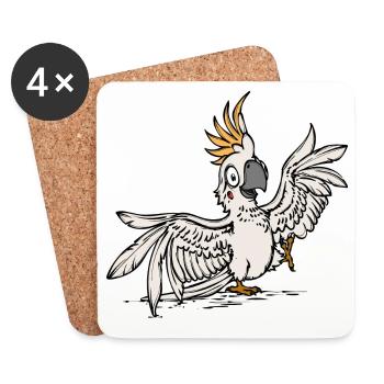 Amoureux Des Animaux, Animal De Compagnie, Tropical, Perroquet, Oiseau, Animal - Dessous de verre (lot de 4) - blanc - Devant