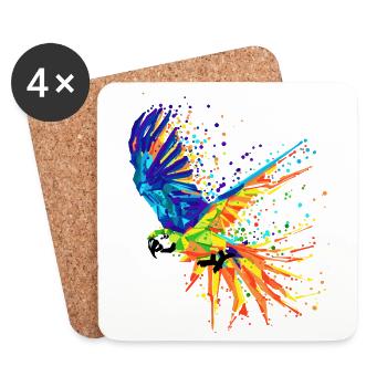 Oiseau, Tropical, Afrique, Amoureux Des Animaux, Perroquet, Animal - Dessous de verre (lot de 4) - blanc - Devant