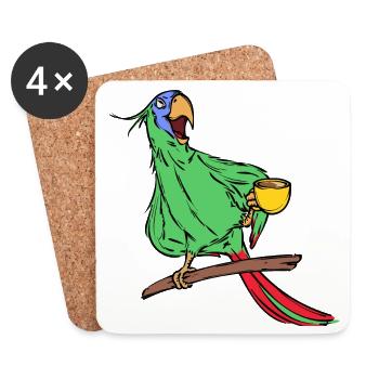Animal, Perroquet, Amoureux Des Animaux, Animal De Compagnie, Oiseau - Dessous de verre (lot de 4) - blanc - Devant