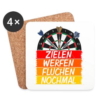 Zielen, Werfen, Fluchen, Nochmal - Untersetzer (4er-Set) - Weiß - Vorne