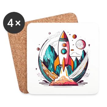 Rakete mit stylischem Design freigestellt - Untersetzer (4er-Set) - Weiß - Vorne