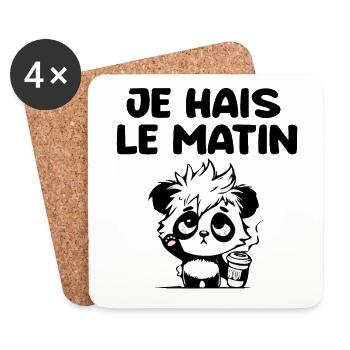 I hate the morning panda - Coasters (set of 4) - white - Front