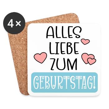 GEBURTSTAGSSPRÜCHE - ALLES LIEBE ZUM GEBURTSTAG - Untersetzer (4er-Set) - Weiß - Vorne