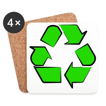 Icône du recyclage néon - Dessous de verre (lot de 4) - blanc - Devant