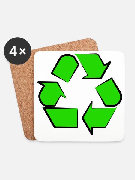 Neon Recycling Symbol - Untersetzer (4er-Set) - Weiß