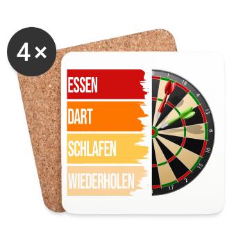 Essen, Dart, Schlafen, Wiederholen - Untersetzer (4er-Set) - Weiß - Vorne