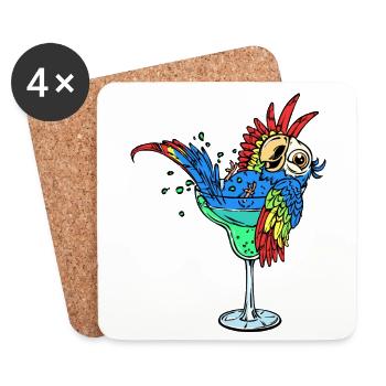 Bird, Parrot, Animal, Bird Lover, Zoo Animals - Coasters (set of 4) - white - Front