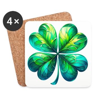 Trèfle à quatre feuilles - Dessous de verre (lot de 4) - blanc - Devant