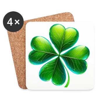 Trèfle à quatre feuilles - Dessous de verre (lot de 4) - blanc - Devant